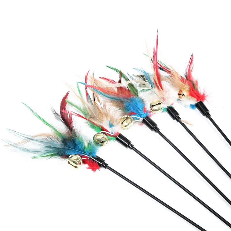 Cartoon Pet Cat Toy Stick Feather Rod Mouse Toy with Mini Bell Cat Catcher Teaser Interactive Cat Toy Kitten игрушки для кошек 