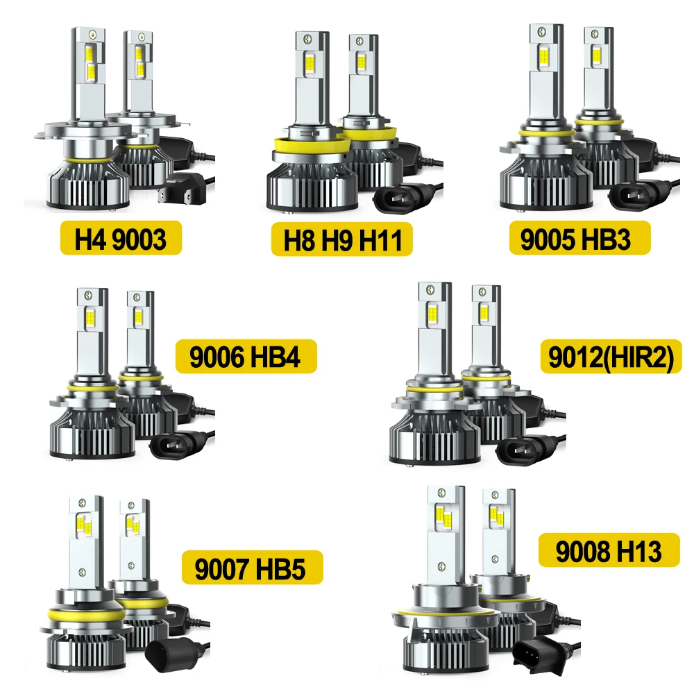 AUXITO 9012 Hir2 9005 HB3 LED 헤드라이트 전구 H4 H13 9008 9006 H8 H11 9007 LED 램프 팬 내장 캔버스 자동차 조명 100W 30000LM Y19