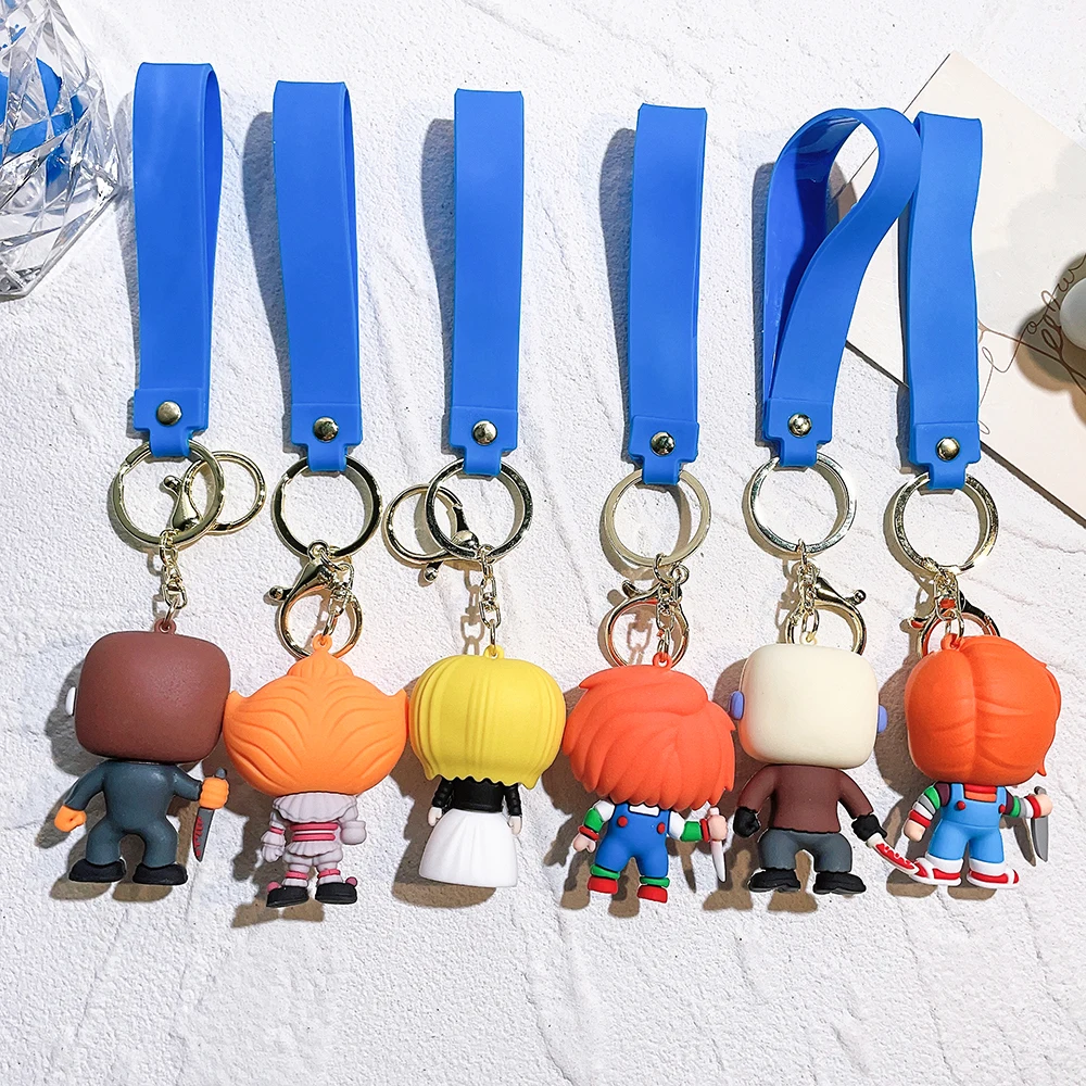 Ghost Keychain Halloween Scary Ghost Baby Keychains Dolls Horror Child's Play Chucky Tiffany Glen Mini Pendants PVC Figures Toy