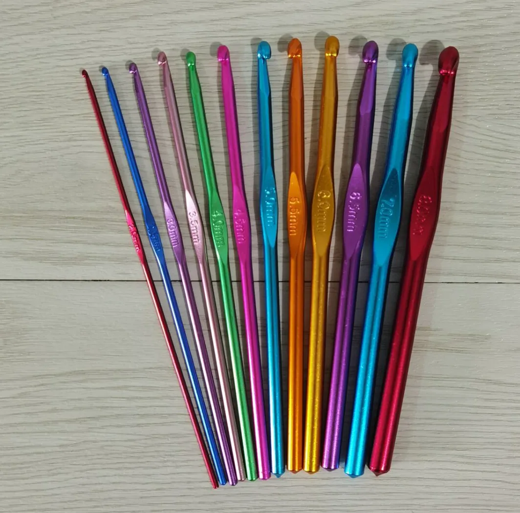 Stainless Steel Crochet Set Hooks Needles Alumina Knitting Hooks 2-10mm Yarn Needle Multiple Sizes Metal Sewing Accessories Tool