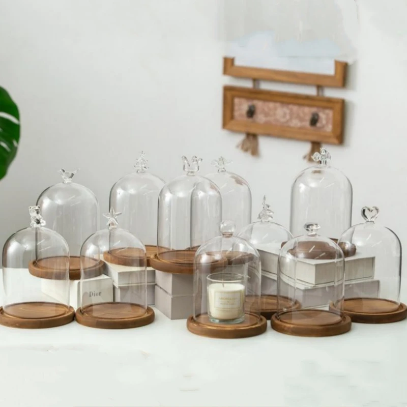 15*17cm Big Size Ball Top Glass Dome Vase Home Deocration Antique Base Transparent Cover Wedding Live Prop Birthday Gift 4
