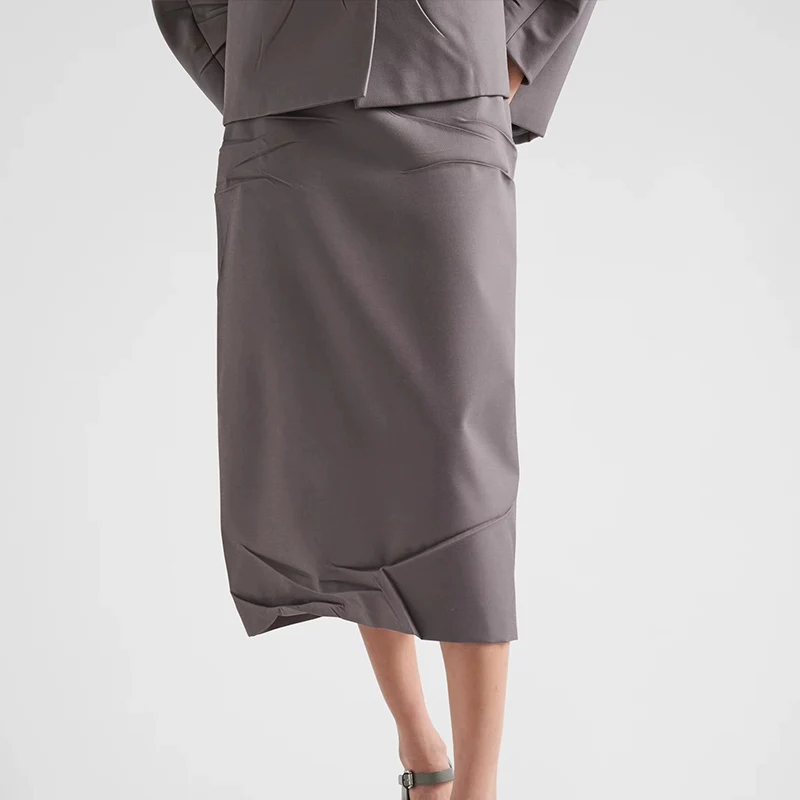 

2023 Fashion Solid Color Straight Skirt Casual High-waisted Split Fishtail Half New Grey Black Women's Design Clothes Skirts