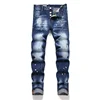 2025 Mens Skinny Jeans Luxury Brand Light Blue Holes Long Trousers Male Stretch Slim Pants Quality Ripped Jeans Men Clothing 2