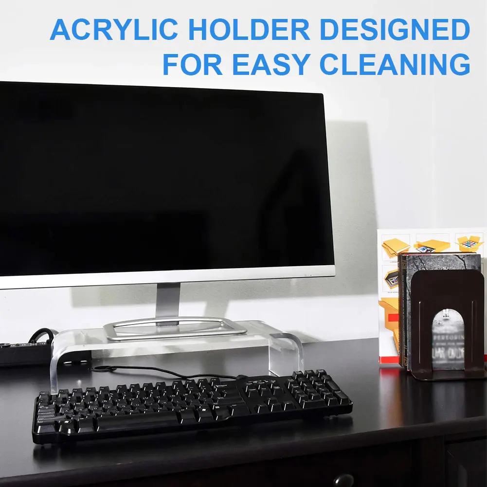 Acrylic Monitor Stand Laptop Stand Riser Desk Laptop/PC/Multimedia Monitor Stand Clear Computer Monitor Stand for Home Office