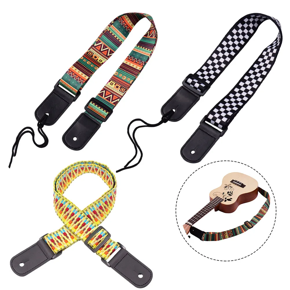 

1pc Ethnic Style Ukulele Strap Polyester Webbing Adjustable Shoulder Straps Guitar Ukuleles Bass Accessories 61cm-101cm