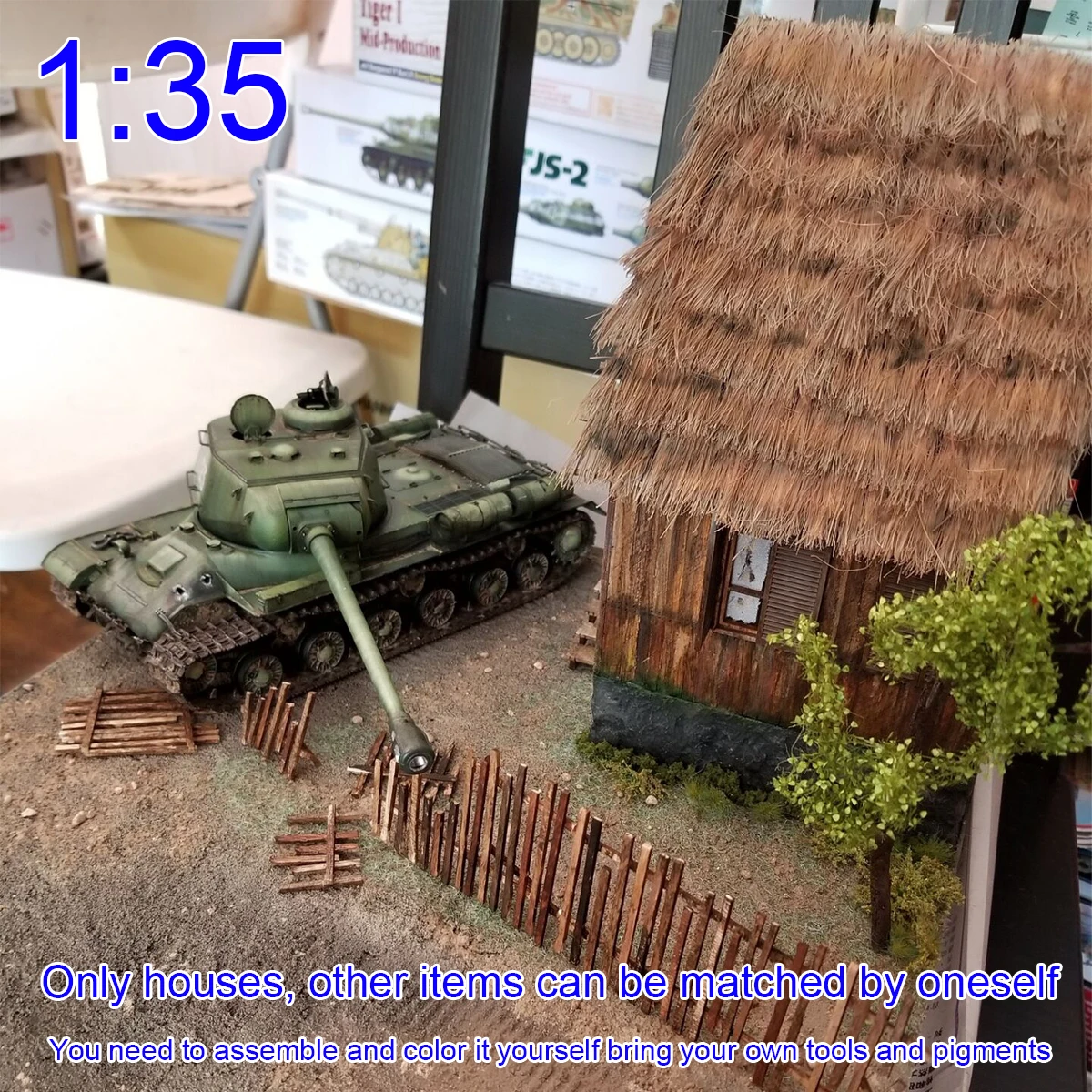 조립식 건축 모형 모래 테이블 건축용 통나무집 목조 주택 시골집 방갈로 디오라마 스케일 모형 키트 1/35