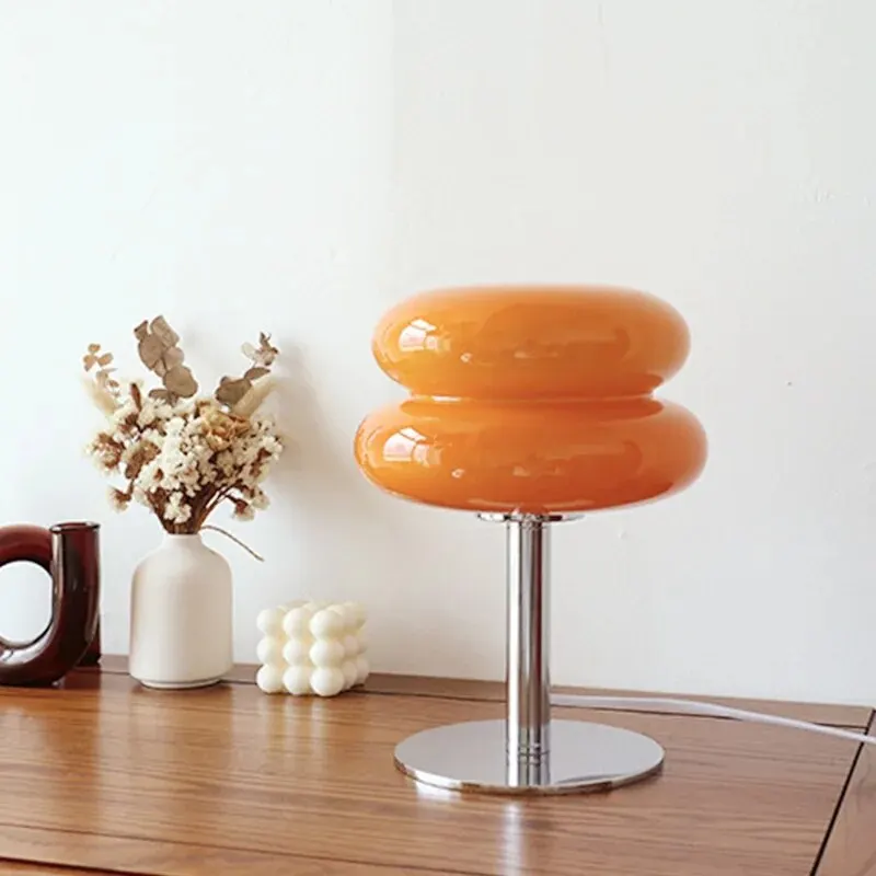 Modern Bauhaus Medieval Lamp Macaron Glass Lamp Three-tone Light Living Room Atmosphere Lamp Medieval Mushroom Bedside Nightligh 2