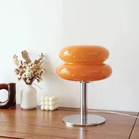 Modern Bauhaus Medieval Lamp Macaron Glass Lamp Three-tone Light Living Room Atmosphere Lamp Medieval Mushroom Bedside Nightligh 2