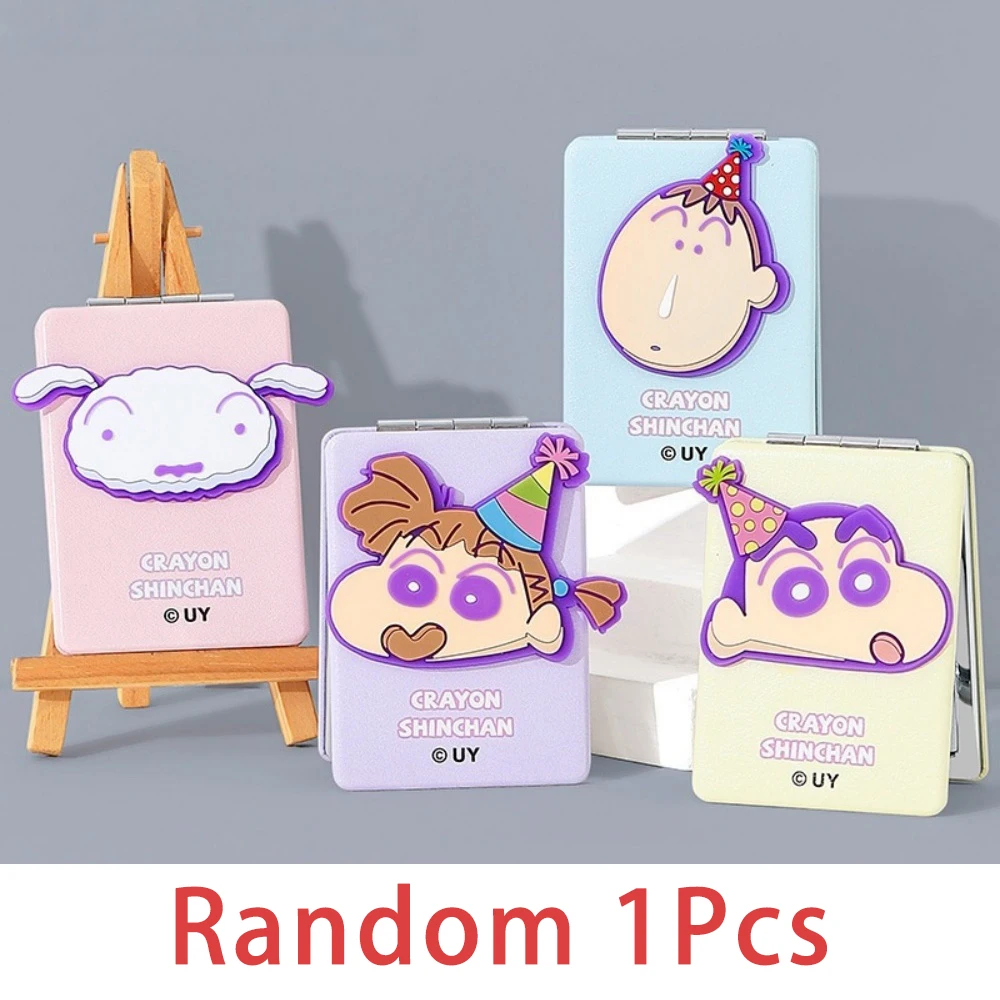 Crayon Shin-chan Double-Sided Folding Mirror - Cute Cartoon Portable Makeup Accessory