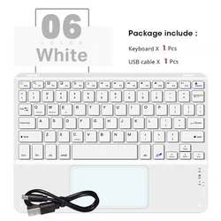 Mini Touch Bluetooth Wireless Keyboard with Built - in Mouse - Russian (White - no mouse)