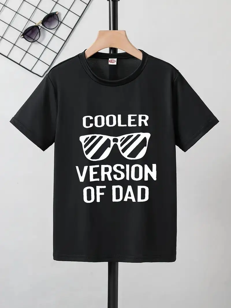 

COOLER VERSION OF DAD Letter Print Boys Creative T-shirt, Casual Lightweight Comfy Short Sleeve Tee Tops, Kids Clothes For Summe