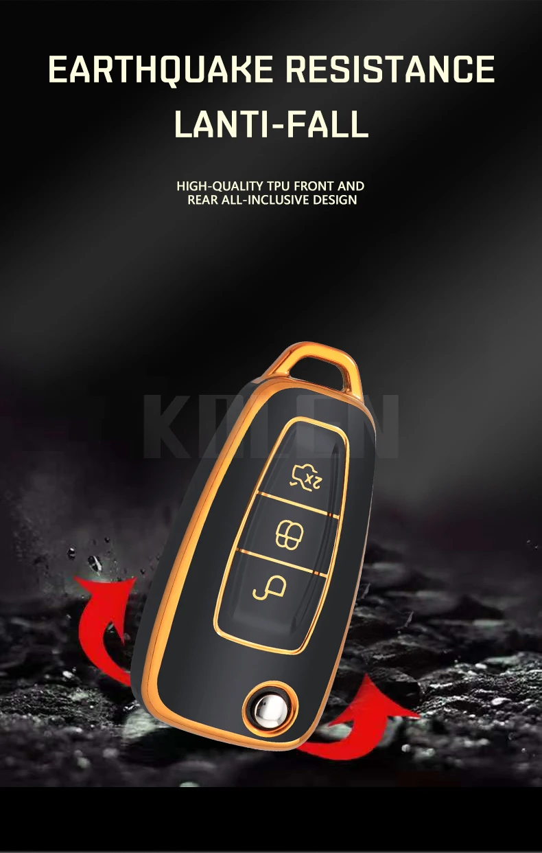 TPU Car Flip Key Case Cover Shell Fob per Ford Ranger Mondeo Focus Galaxy C-Max S-Max Transit Tourneo accessori per supporti personalizzati - S821bf5acbe7b47639e383db428f4cb3aP