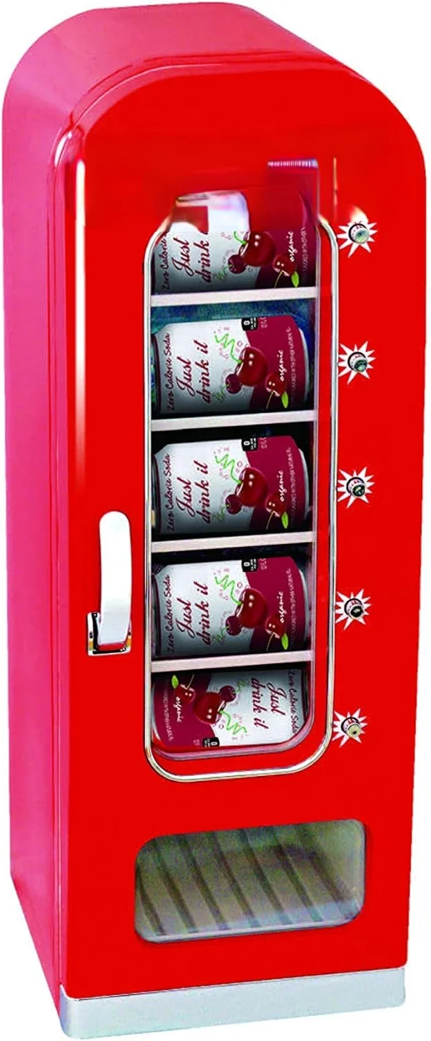 

Red Retro Mini Fridge, Perfect for Office or Dorm Rooms, EFMIS045-RED 10 Can Soda Vending Machine