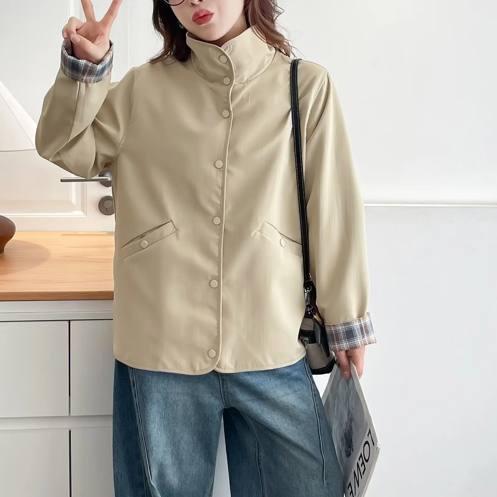 XXXXL Fashion Plus Size Women's Jacket New Autumn Stylish Windbreaker Wear On Both Sides Casual Coats