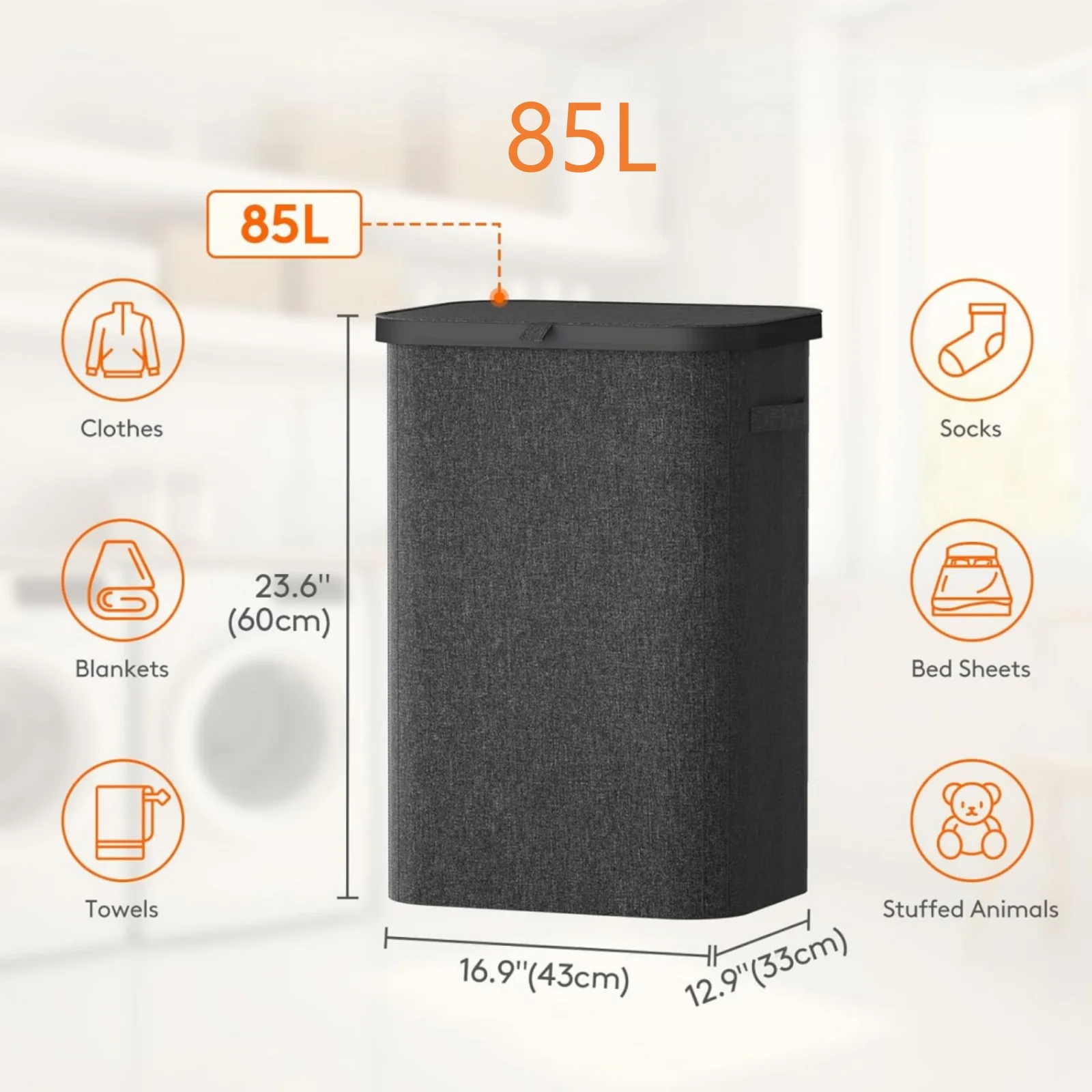 Large Capacity Laundry Hamper with Handles and Inner Bag