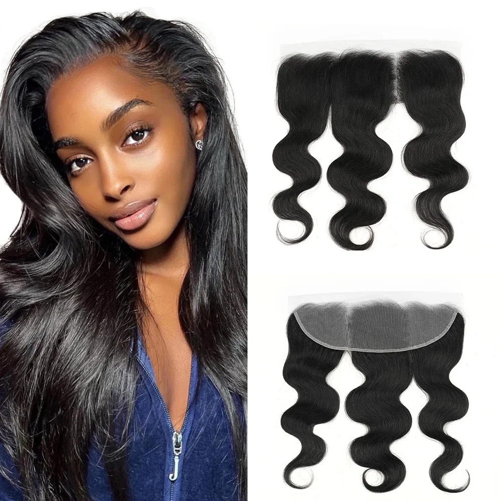 13x4 Skinlike Lace Frontal Ultra-thin Body Wave Baby Hair Pre Plucked Swiss Lace Closure Frontal Human Hair Natural Black