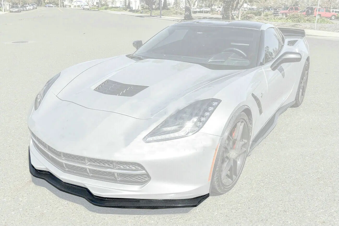 Stingray-カーボンファイバー製フロントバンパーブレード,cfスタイル,corvette c7,stage 2,z51,z06,2014-2019 用のリップディバイダー