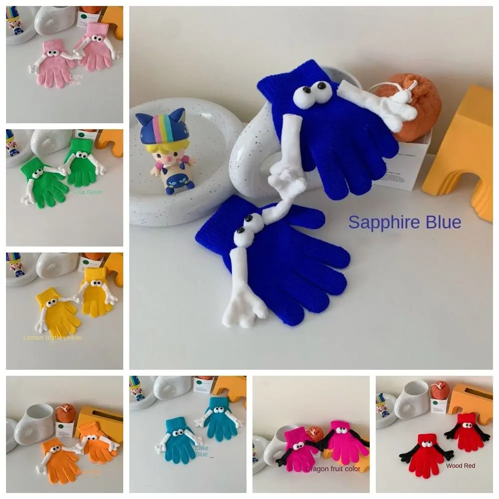 

Big Eyed Doll Hand in Hand Magnetic Knitted Gloves Touch Screen Open Fingered Student Magnetic Knitted Gloves Cute Warm