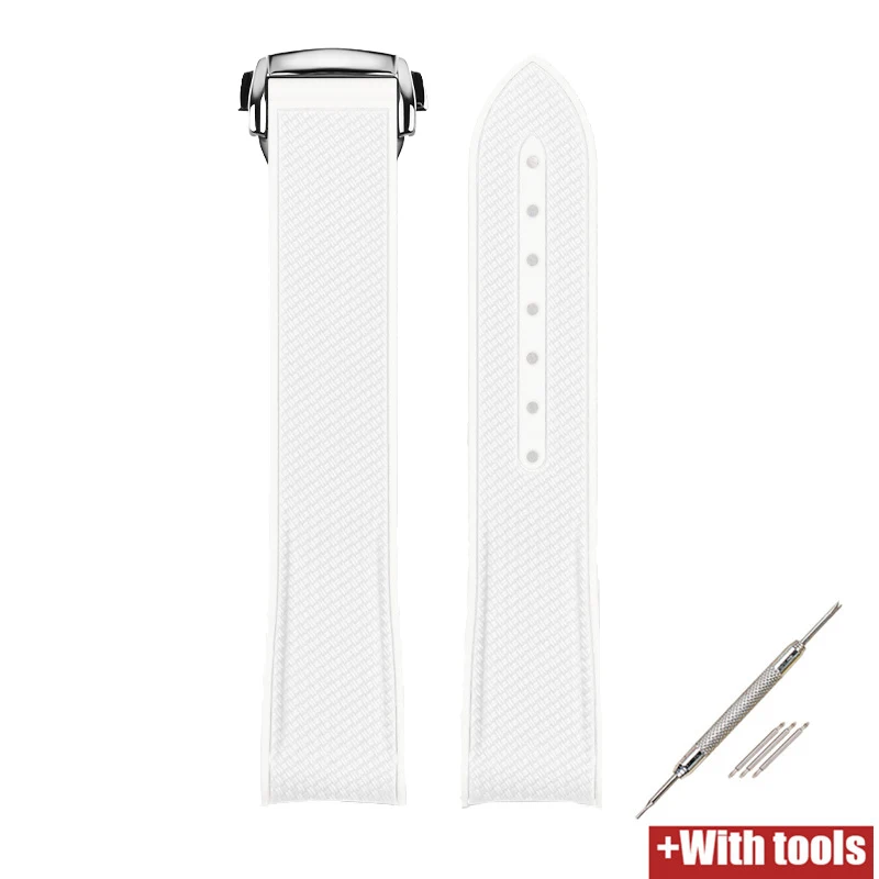 Enhanced Silicone Sport Strap with Curved End and Folding Buckle - 20mm Watch Band