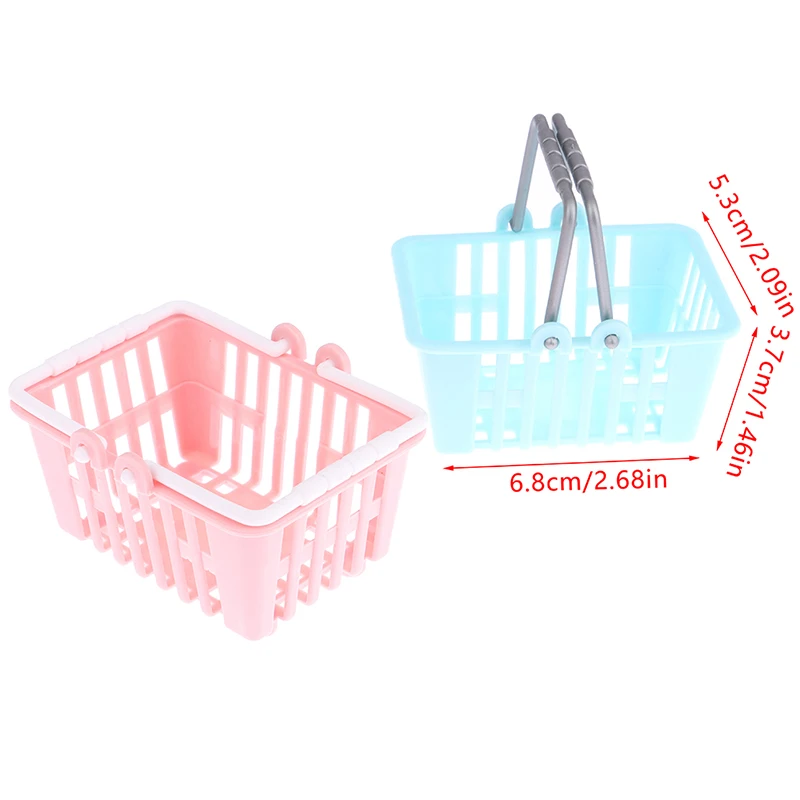 2Pcs Dollhouse Mini Shopping Hand Baskets Model Doll House Supermarket Basket For Grocery Toy Pretend Play images - 6