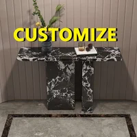 Table console de luxe française sur mesure en marbre naturel de Carrare, toutes tailles, pour hall d'entrée, présentoir d'art, table d'appoint robuste pour salon 1