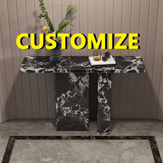 Table console de luxe française sur mesure en marbre naturel de Carrare, toutes tailles, pour hall d'entrée, présentoir d'art, table d'appoint robuste pour salon 1