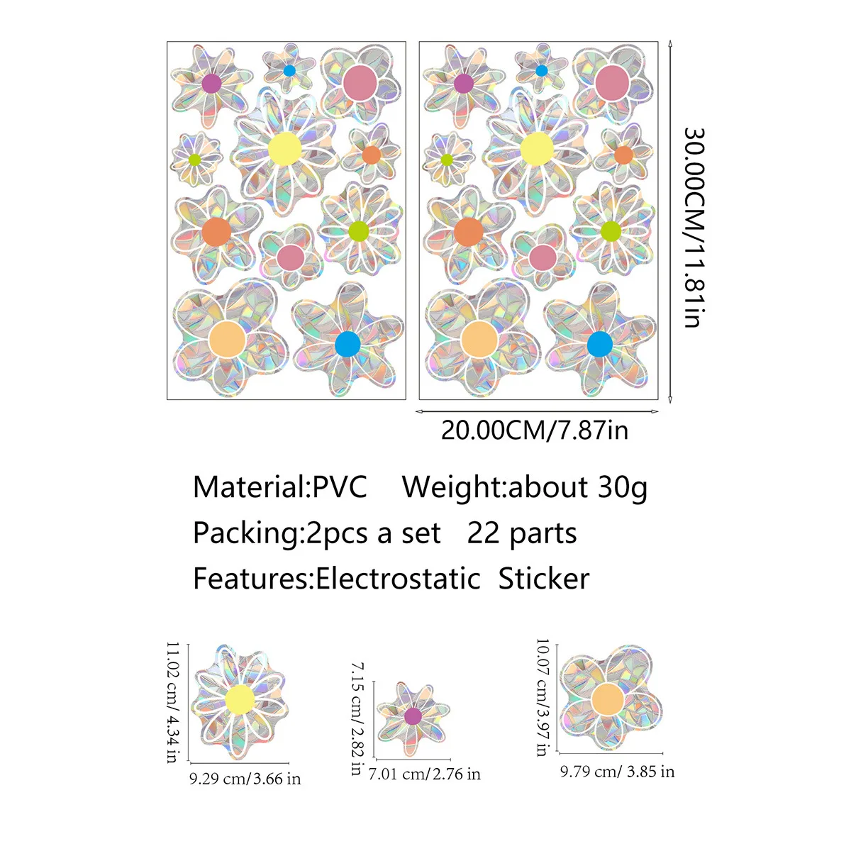 Electrostatic Lightcatcher Rainbow Sticker Creative Chic Window Colorful Films Prismatic Flowers Accessories for Home Door