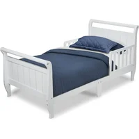 Children Beds, Bed Features Two Attached Guardrails To Keep Your Child Safe, Wood Toddler Bed Sleigh, Crib, White 2