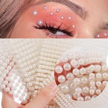 

3D Eyes Face Temporary Tattoo Self Adhesive Makeup Beauty White Pearl Jewels Stickers Festival Body Art Decorations Nail Diamond