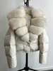 Janveny Big Natural Fox Fur Coat Women 2024 Autumn Winter Female Parkas 90% White Duck Down Jacket Feather Short Puffer Coat 6