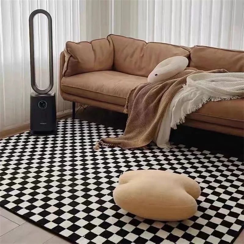 Fabric Carpet Checkerboard Pattern Living Room Large Area Minimalist Plaid Bedroom Rugs Furry Home Decoration Rug plush rug decorative carpet silk wool rug plush carpet imitated cashmere carpet