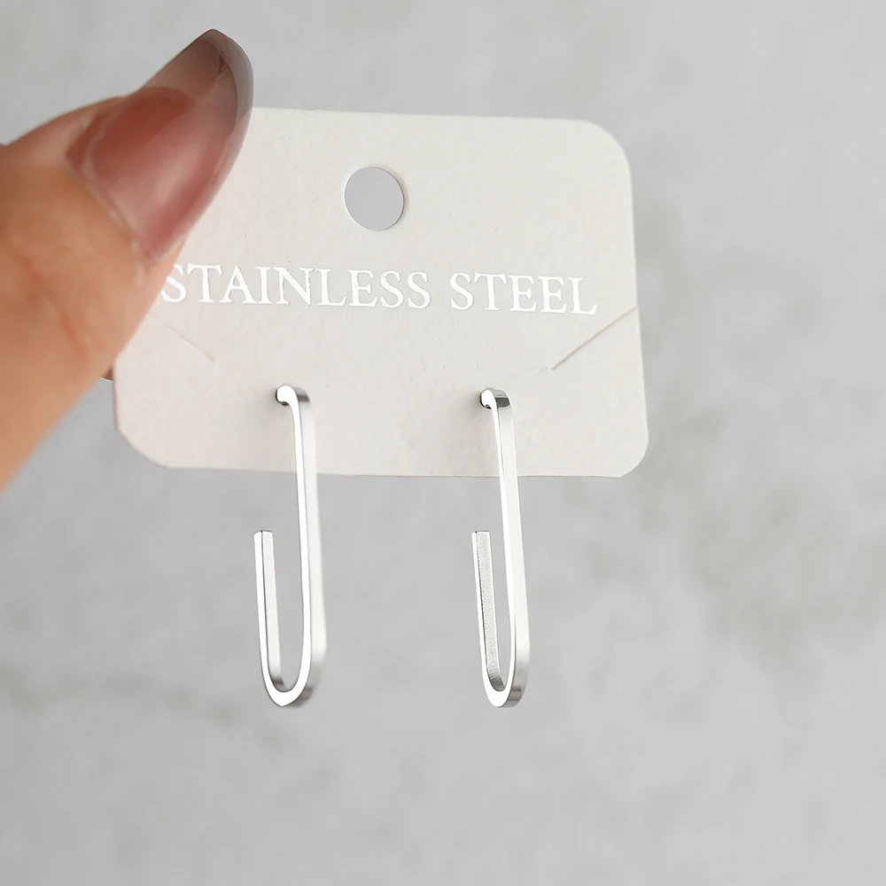 Stainless Steel Earrings Geometric Three-Dimensional Rounded Rectangle Stud Earrings For Women Jewelry Gothic Punk Fashion Gifts - Image 4