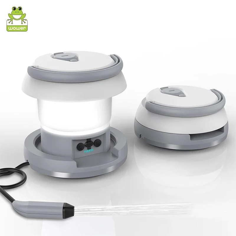 WOWER ใหม่แบบพกพา Bidet พับได้ 1L ห้องน้ํา Sprayer Travel Shattaf พร้อมแสงสําหรับทําความสะอาดส่วนบุคคลเดินป่าตั้งแคมป์โคมไฟ 1