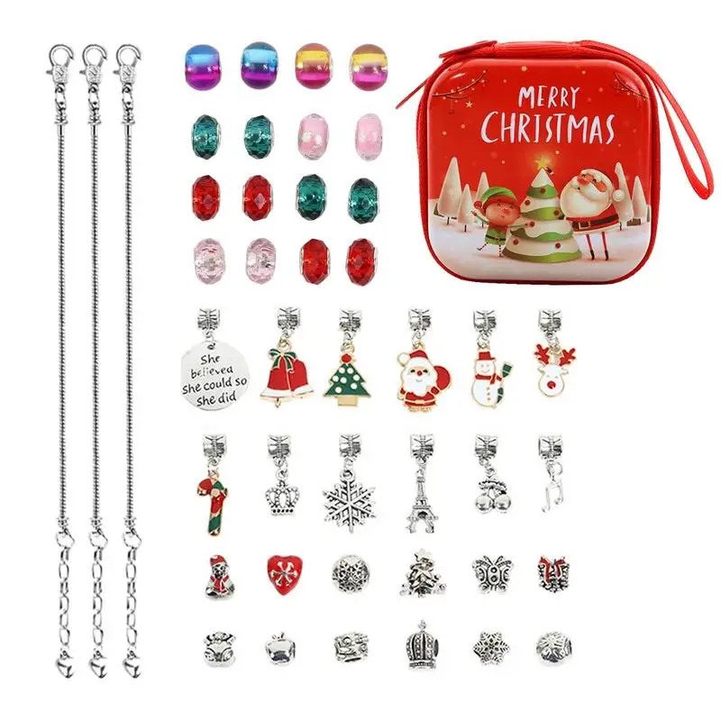 

Charm Bracelet Making Kit Christmas Beaded Bracelet Set With Storage Box For Girls Beads Bangle Bracelet Making Kit For