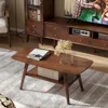 100% Solid Oak Wood Coffee Table for Living Room, Small Coffee Table with Shelf Storage, Mid Century Modern Coffee Table with Ro 3
