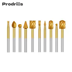 6/10pcs Titanium Dremel Routing Wood Rotary Milling File Cutter Woodworking Carving Carved Knife Cutter Tools