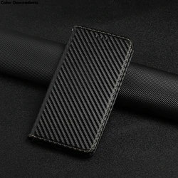 Premium Carbon Fiber Phone Case with Card Slot and Leather Flip Cover - Redmi 9A (Black)