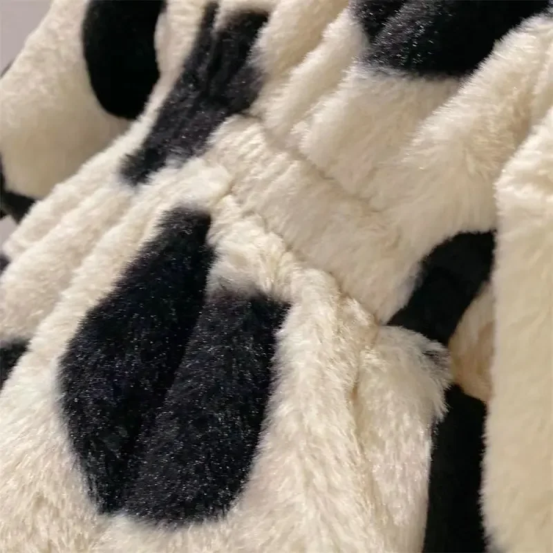 페이크 퍼 여아용 러브 프린트 울 두꺼운 보온 코트 가을 겨울 신상  아동용 아우터 가디건 (26세)