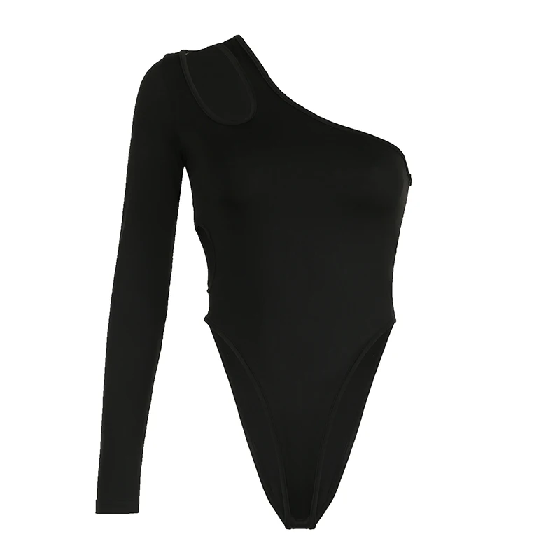 Body de mujer con un hombro descubierto y abertura, sexy, sin espalda, a la moda, elegante, para otoño, para fiesta, rave, body para mujer, tops