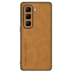 Frosted PU Leather Anti-Shock Case with Matting Finish for Hot 50 Pro Plus (Brown)