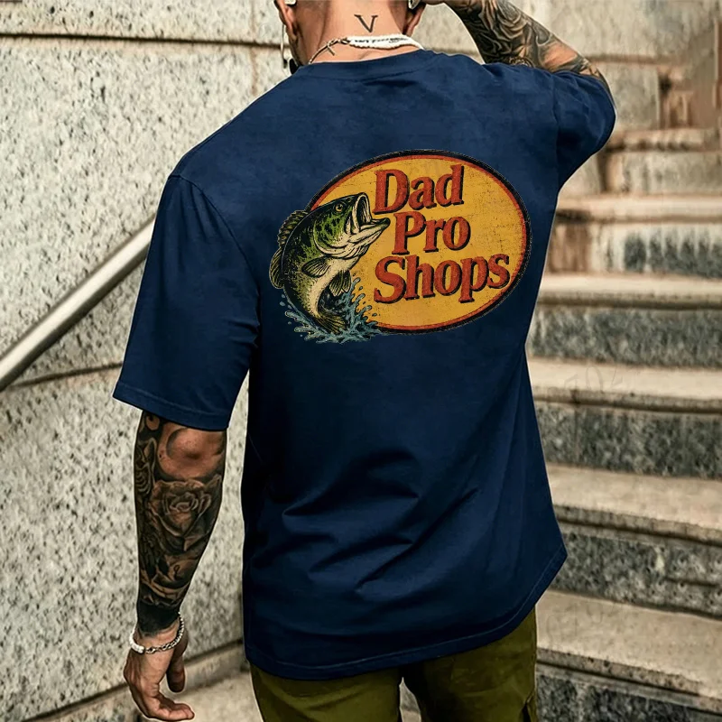 Vintage Fisherman Dad Humorous T-Shirts - Outdoor Crewneck Short Sleeve Oversized Tops