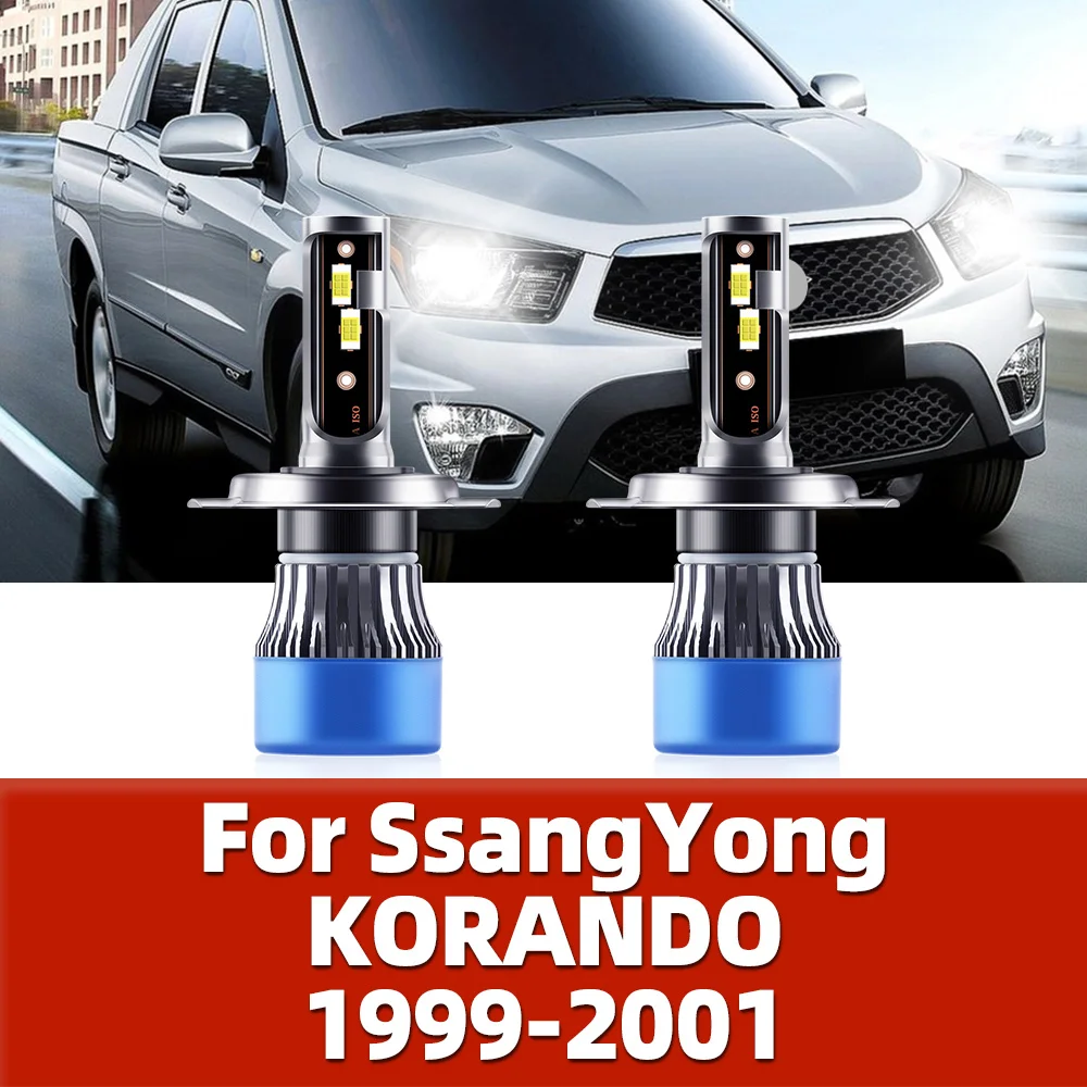 2Pcs Hi/Lo H4 LED Headlight Bulb 12V High Power Car Lamp 15000LM 110W Powerful Headlamps For SsangYong KORANDO 1999 2000 2001