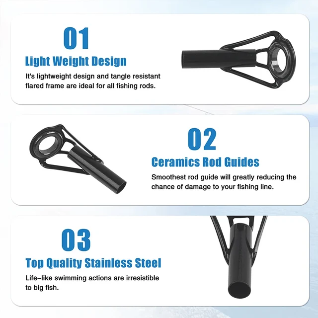 Kit Riparazione Anelli Canna Da Pesca - 40 Pezzi In Acciaio Inox Con Guide In Ceramica - 8 Misure Diverse - Foto 5