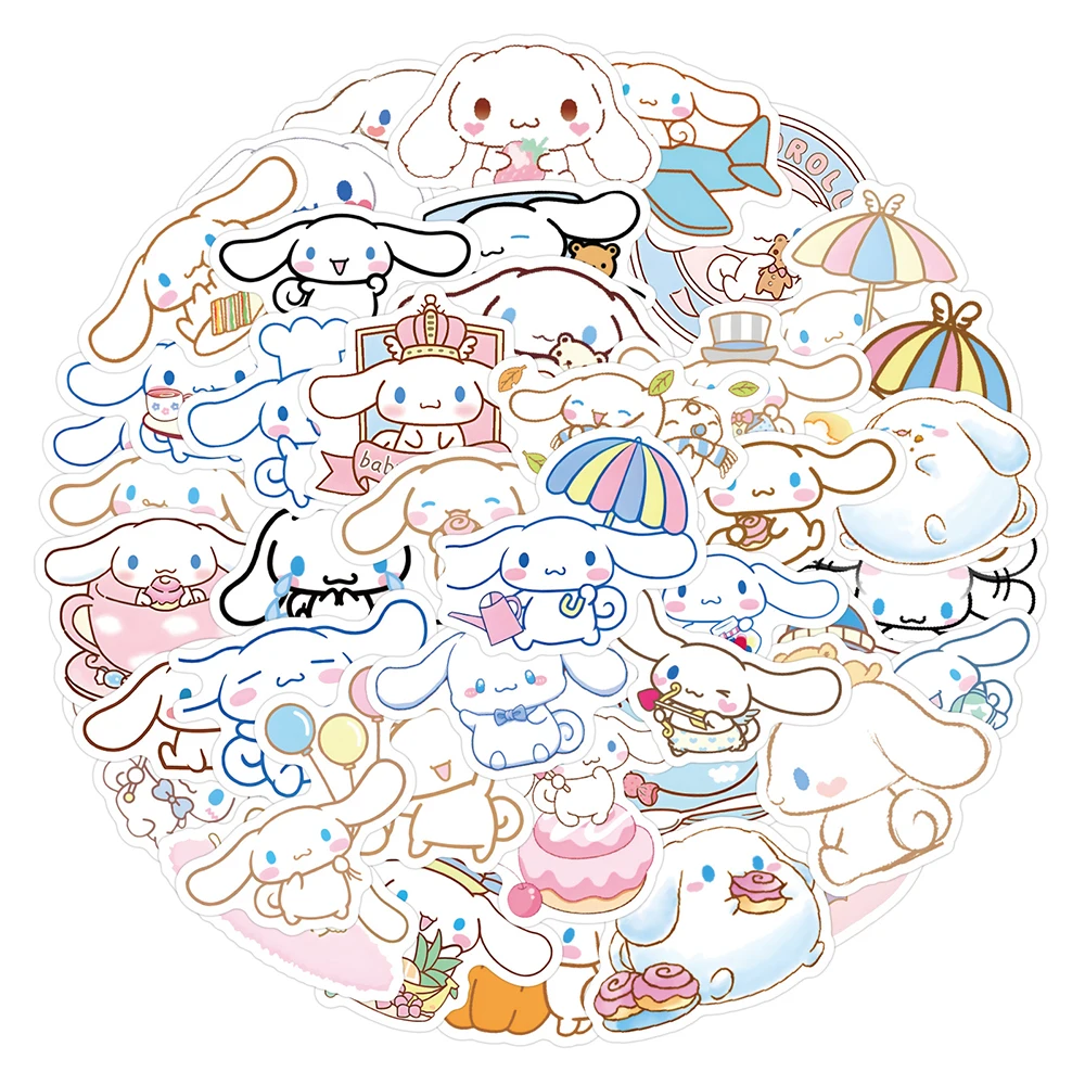 

10/30/60pcs Kawaii Cinnamoroll Dog Stickers Cute Sanrio Graffiti Decals Phone Notebook Water Bottle Funny Kids Sticker Toy Gift