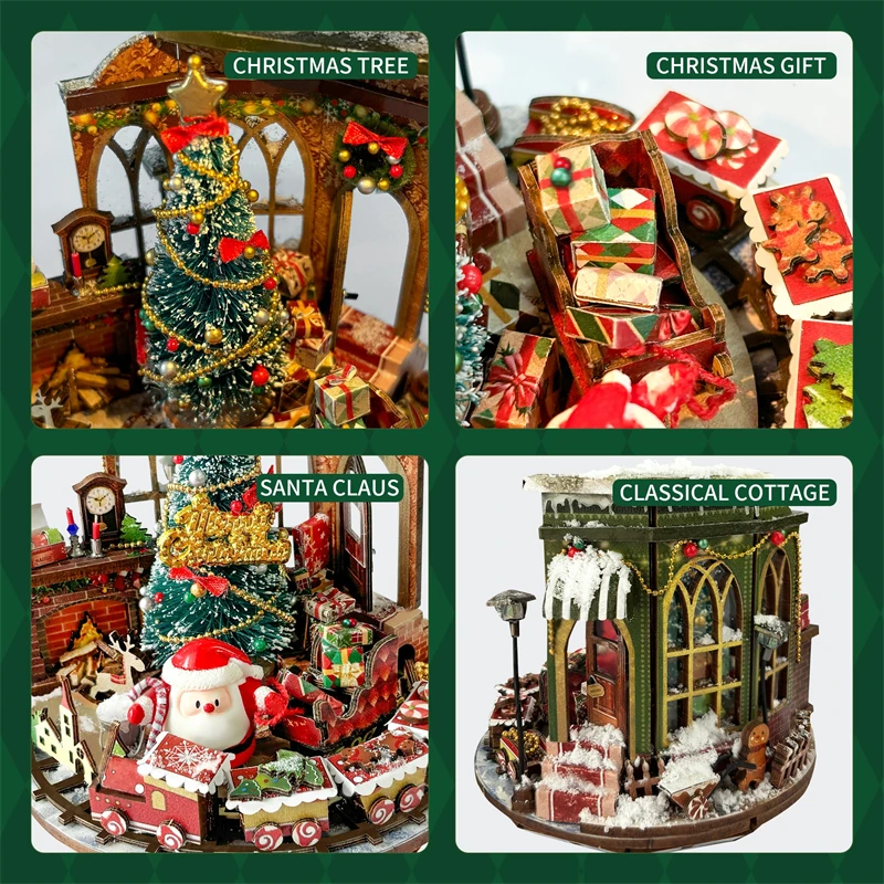 DIY Wooden Miniature Model Kit Mini Bottle Christmas Prologue Doll Houses 3D Puzzle Dollhouse With Furniture for Friends Gifts 5