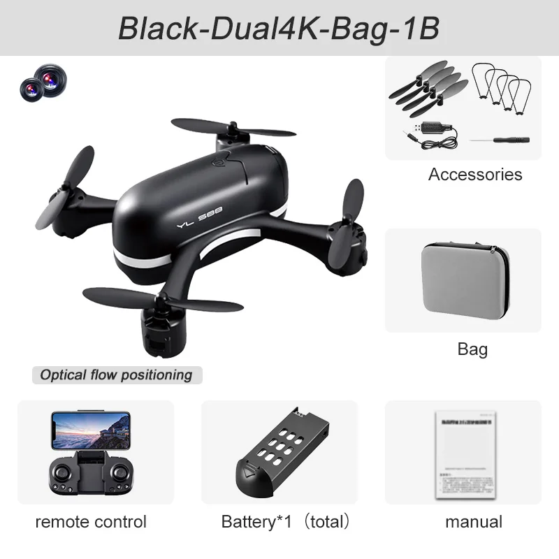 2022 New S88 Drone 4K HD Dual Camera with FPV Optical Flow Positioning RC Helicopter Profesional Quadcopter Mini Dron Boys Toys RC Quadcopter luxury RC Quadcopter