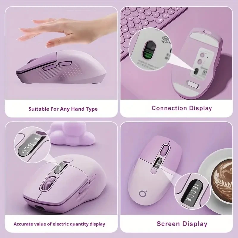 EWEADN Q1 Mini Wireless BT Rechargeable Silent Mouse With Type-c Charging Port With Remaining power display for Computers Mouses
