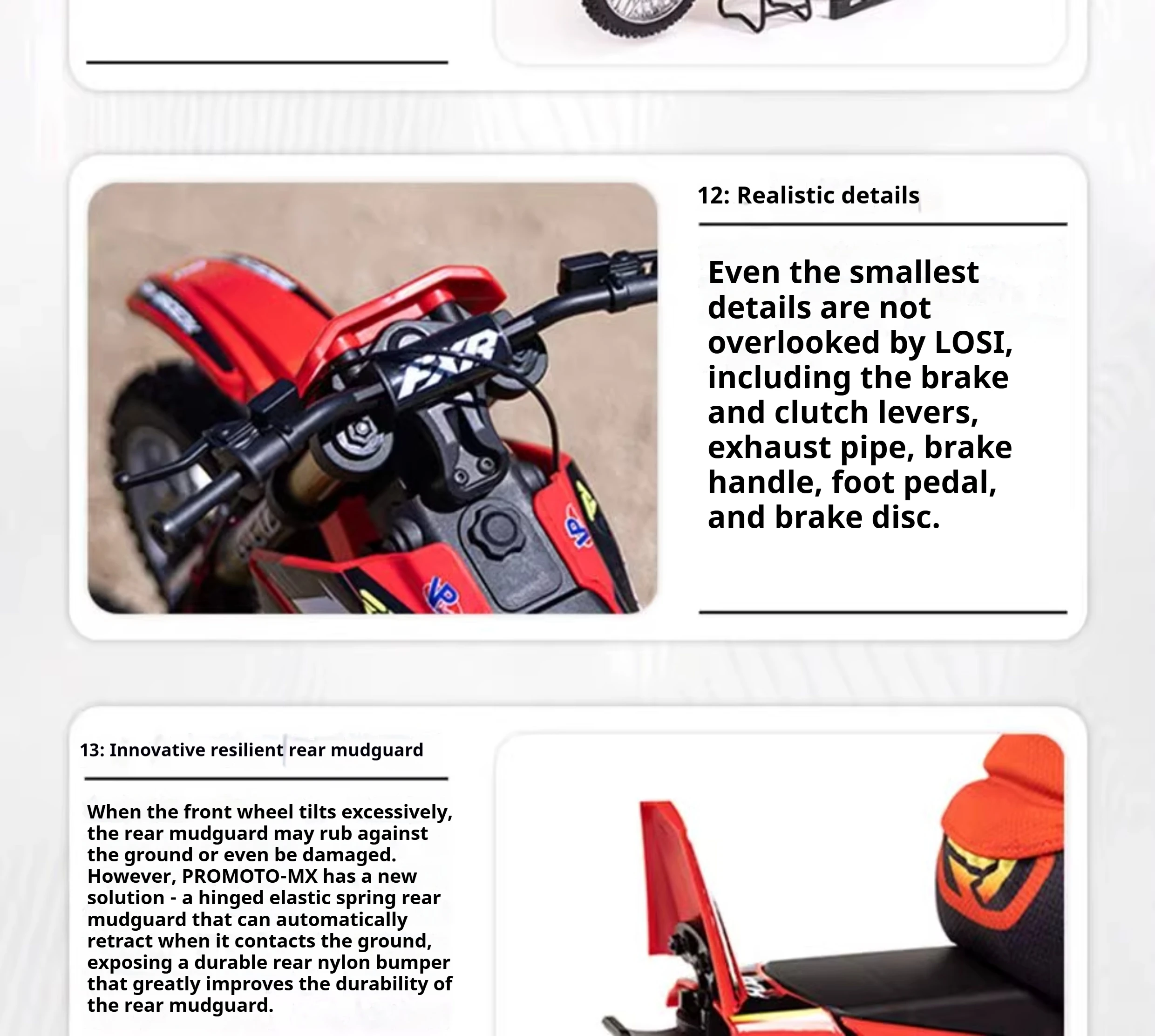 Coche modelo RC Losi 1/4 Promoto MX motocicleta de control remoto carreras todoterreno sin escobillas RTR