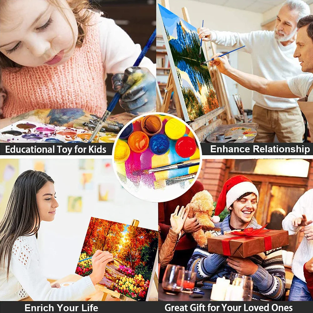 Painting By Numbers Adults Decorative Paintings Artwork Arts Crafts Canvas Paint Kit Number Drawing Gift Diy Eyes Picture - 2