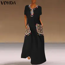 VONDA – longue Robe de soirée à manches courtes, tenue de plage, surdimensionnée, décontractée, ample, style bohème, printemps 